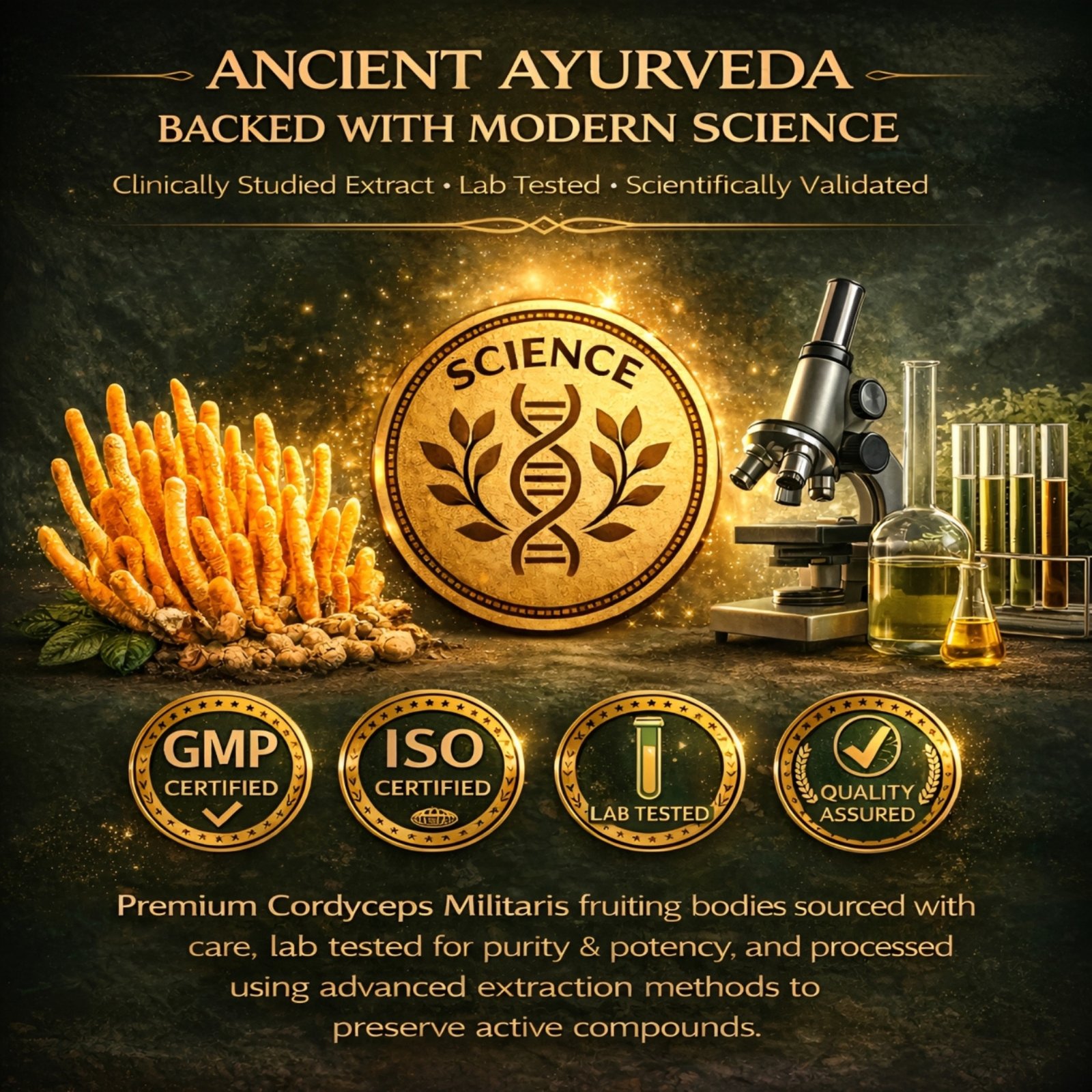 Raksharth Cordyceps Militaris 50ML Liquid Extract | Medicinal Mushroom for Endurance, Energy & Oxygen Utilization Support 100% Fruiting Body Cordyceps Stimulant-Free Herbal Performance Support