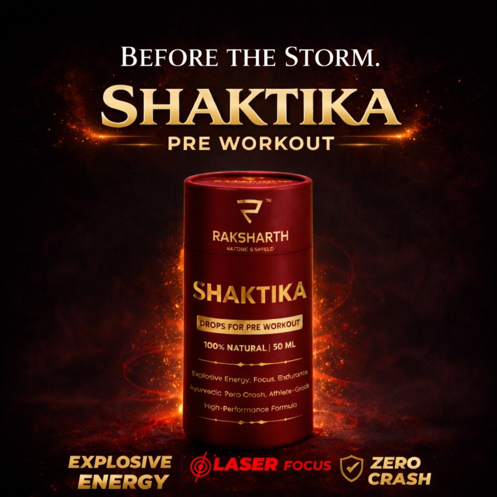 Raksharth Shaktika Ayurvedic Pre Workout Drops 50ml Herbal Formula for Endurance & Focus |Daily Fitness Support| For Active Lifestyle