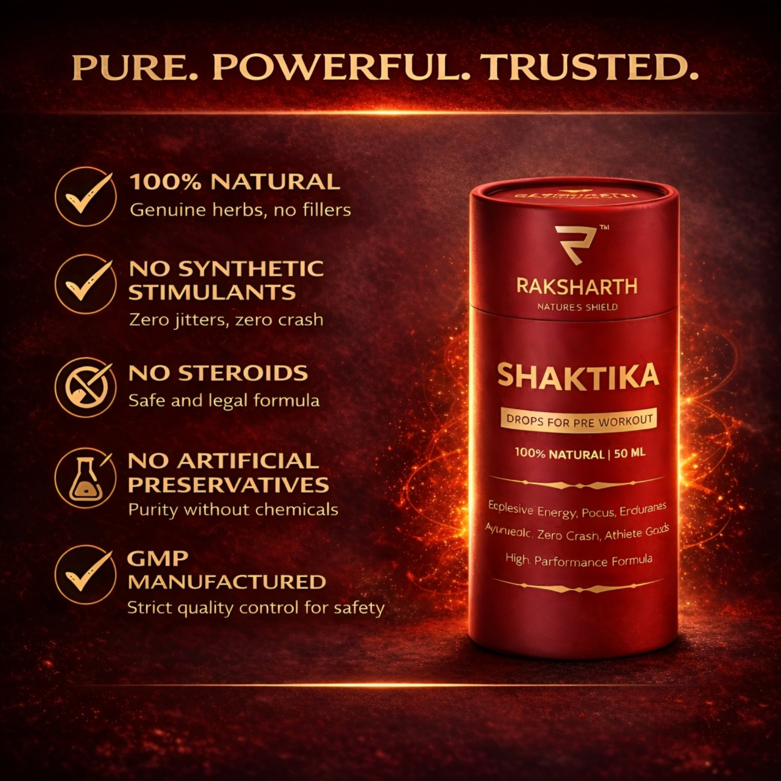 Raksharth Shaktika Ayurvedic Pre Workout Drops 50ml Herbal Formula for Endurance & Focus |Daily Fitness Support| For Active Lifestyle