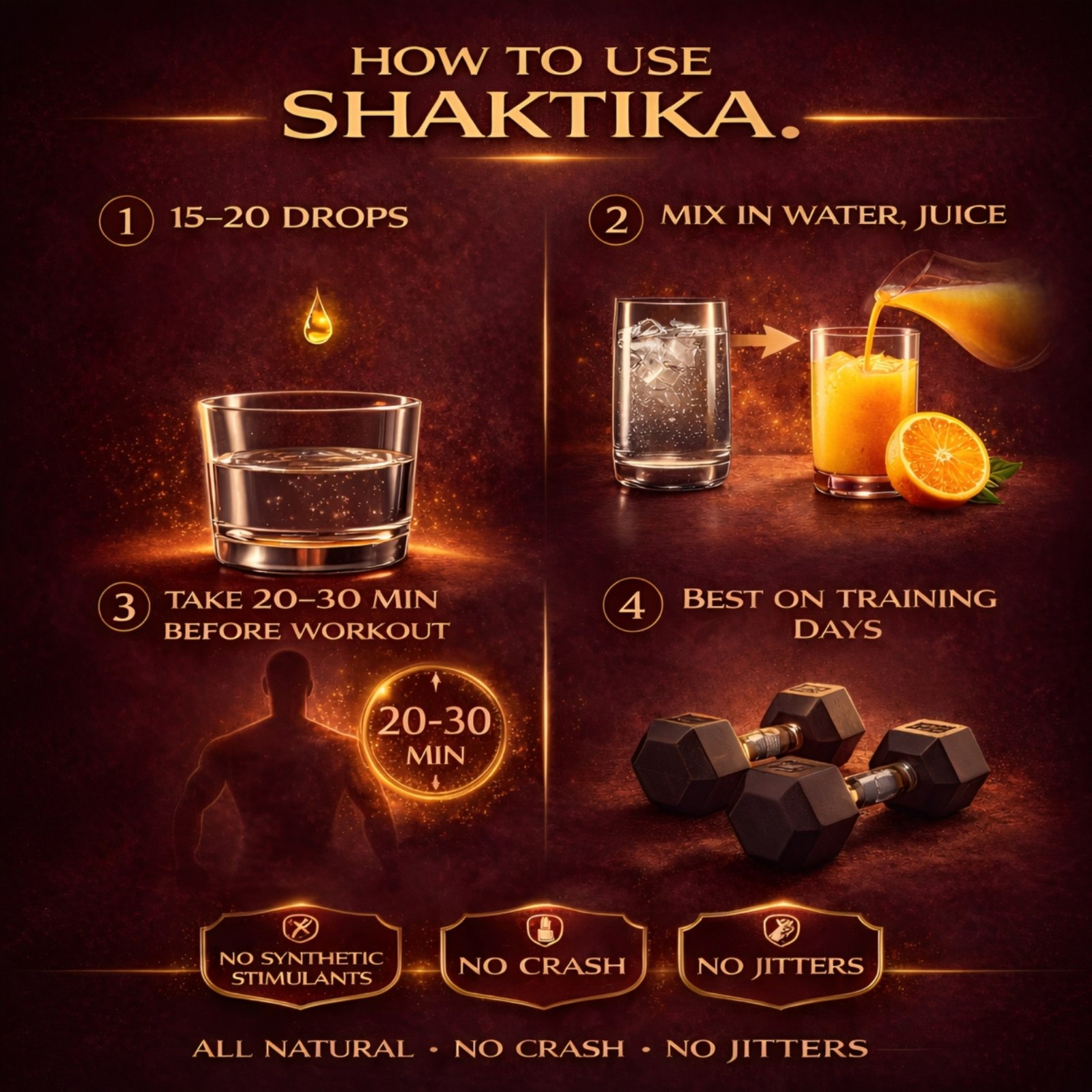 Raksharth Shaktika Ayurvedic Pre Workout Drops 50ml Herbal Formula for Endurance & Focus |Daily Fitness Support| For Active Lifestyle